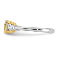 Emma Grace 14K Two-Tone 1.38 Carat Certified Lab Grown Diamond VS+ Cushion Vivid Yellow & VS+ F+ Baguette Complete Ring view 3