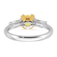 Emma Grace 14K Two-Tone 1.38 Carat Certified Lab Grown Diamond VS+ Cushion Vivid Yellow & VS+ F+ Baguette Complete Ring view 5
