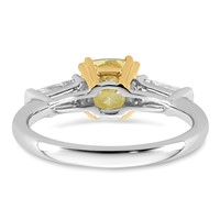 Emma Grace 14K Two-Tone 2 Carat Certified Lab Grown Diamond VS+ Cushion Vivid Yellow & VS+ F+ Baguette Complete Ring view 5