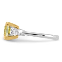 Emma Grace 14K Two-Tone 3 Carat Certified Lab Grown Diamond VS+ Cushion Vivid Yellow & VS+ F+ Baguette Complete Ring view 3