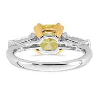 Emma Grace 14K Two-Tone 3 Carat Certified Lab Grown Diamond VS+ Cushion Vivid Yellow & VS+ F+ Baguette Complete Ring view 5