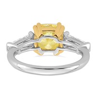 Emma Grace 14K Two-Tone 3.75 Carat Certified Lab Grown Diamond VS+ Cushion Vivid Yellow & VS+ F+ Baguette Complete Ring view 5