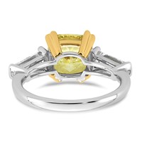 Emma Grace 14K Two-Tone 4.33 Carat Certified Lab Grown Diamond VS+ Cushion Vivid Yellow & VS+ F+ Baguette Complete Ring view 5