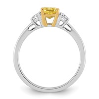Emma Grace 14K Two-Tone 1.50 Carat Certified Lab Grown Diamond VS+ Long Cushion Vivid Yellow & VS+ F+ Half Moon Complete Ring view 2