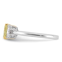 Emma Grace 14K Two-Tone 1.50 Carat Certified Lab Grown Diamond VS+ Long Cushion Vivid Yellow & VS+ F+ Half Moon Complete Ring view 3