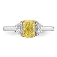 Emma Grace 14K Two-Tone 1.50 Carat Certified Lab Grown Diamond VS+ Long Cushion Vivid Yellow & VS+ F+ Half Moon Complete Ring view 4