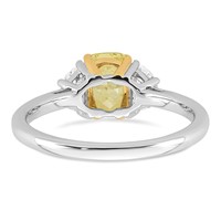 Emma Grace 14K Two-Tone 1.50 Carat Certified Lab Grown Diamond VS+ Long Cushion Vivid Yellow & VS+ F+ Half Moon Complete Ring view 5