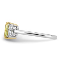 Emma Grace 14K Two-Tone 2.50 Carat Certified Lab Grown Diamond VS+ Long Cushion Vivid Yellow & VS+ F+ Half Moon Complete Ring view 3