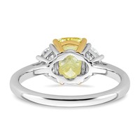 Emma Grace 14K Two-Tone 2.50 Carat Certified Lab Grown Diamond VS+ Long Cushion Vivid Yellow & VS+ F+ Half Moon Complete Ring view 5