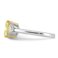 Emma Grace 14K Two-Tone 2.62 Carat Certified Lab Grown Diamond VS+ Long Cushion Vivid Yellow & VS+ F+ Half Moon Complete Ring view 3