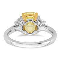 Emma Grace 14K Two-Tone 2.62 Carat Certified Lab Grown Diamond VS+ Long Cushion Vivid Yellow & VS+ F+ Half Moon Complete Ring view 5