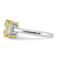 Emma Grace 14K Two-Tone 3 Carat Certified Lab Grown Diamond VS+ Long Cushion Vivid Yellow & VS+ F+ Half Moon Complete Ring view 3