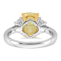 Emma Grace 14K Two-Tone 3 Carat Certified Lab Grown Diamond VS+ Long Cushion Vivid Yellow & VS+ F+ Half Moon Complete Ring view 5