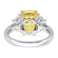 Emma Grace 14K Two-Tone 4.20 Carat Certified Lab Grown Diamond VS+ Long Cushion Vivid Yellow & VS+ F+ Half Moon Complete Ring view 5