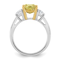 Emma Grace 14K Two-Tone 4.75 Carat Certified Lab Grown Diamond VS+ Long Cushion Vivid Yellow & VS+ F+ Half Moon Complete Ring view 2