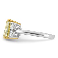Emma Grace 14K Two-Tone 4.75 Carat Certified Lab Grown Diamond VS+ Long Cushion Vivid Yellow & VS+ F+ Half Moon Complete Ring view 3