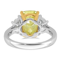 Emma Grace 14K Two-Tone 4.75 Carat Certified Lab Grown Diamond VS+ Long Cushion Vivid Yellow & VS+ F+ Half Moon Complete Ring view 5