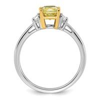 Emma Grace 14K Two-Tone 1.33 Carat Certified Lab Grown Diamond VS+ Cushion Vivid Yellow & VS+ F+ Half Moon Complete Ring view 2