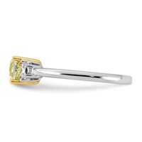 Emma Grace 14K Two-Tone 1.33 Carat Certified Lab Grown Diamond VS+ Cushion Vivid Yellow & VS+ F+ Half Moon Complete Ring view 3