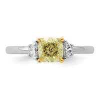 Emma Grace 14K Two-Tone 1.33 Carat Certified Lab Grown Diamond VS+ Cushion Vivid Yellow & VS+ F+ Half Moon Complete Ring view 4