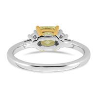 Emma Grace 14K Two-Tone 1.33 Carat Certified Lab Grown Diamond VS+ Cushion Vivid Yellow & VS+ F+ Half Moon Complete Ring view 5