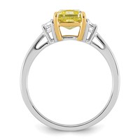Emma Grace 14K Two-Tone 1.75 Carat Certified Lab Grown Diamond VS+ Cushion Vivid Yellow & VS+ F+ Half Moon Complete Ring view 2