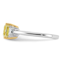Emma Grace 14K Two-Tone 1.75 Carat Certified Lab Grown Diamond VS+ Cushion Vivid Yellow & VS+ F+ Half Moon Complete Ring view 3