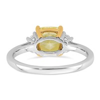 Emma Grace 14K Two-Tone 1.75 Carat Certified Lab Grown Diamond VS+ Cushion Vivid Yellow & VS+ F+ Half Moon Complete Ring view 5