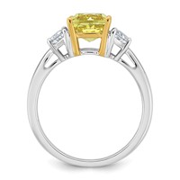 Emma Grace 14K Two-Tone 2.50 Carat Certified Lab Grown Diamond VS+ Cushion Vivid Yellow & VS+ F+ Half Moon Complete Ring view 2