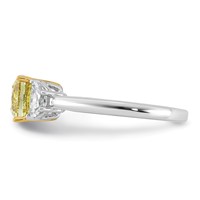 Emma Grace 14K Two-Tone 2.50 Carat Certified Lab Grown Diamond VS+ Cushion Vivid Yellow & VS+ F+ Half Moon Complete Ring view 3