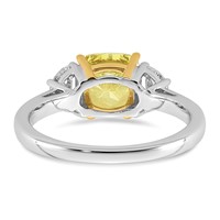 Emma Grace 14K Two-Tone 2.50 Carat Certified Lab Grown Diamond VS+ Cushion Vivid Yellow & VS+ F+ Half Moon Complete Ring view 5