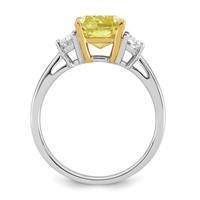 Emma Grace 14K Two-Tone 3 Carat Certified Lab Grown Diamond VS+ Cushion Vivid Yellow & VS+ F+ Half Moon Complete Ring view 2