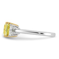 Emma Grace 14K Two-Tone 3 Carat Certified Lab Grown Diamond VS+ Cushion Vivid Yellow & VS+ F+ Half Moon Complete Ring view 3