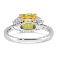 Emma Grace 14K Two-Tone 3 Carat Certified Lab Grown Diamond VS+ Cushion Vivid Yellow & VS+ F+ Half Moon Complete Ring view 5