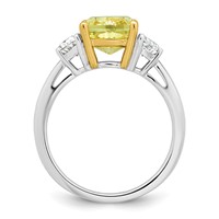 Emma Grace 14K Two-Tone 3.75 Carat Certified Lab Grown Diamond VS+ Cushion Vivid Yellow & VS+ F+ Half Moon Complete Ring view 2