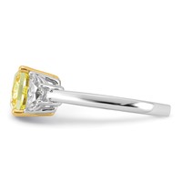 Emma Grace 14K Two-Tone 3.75 Carat Certified Lab Grown Diamond VS+ Cushion Vivid Yellow & VS+ F+ Half Moon Complete Ring view 3
