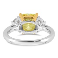 Emma Grace 14K Two-Tone 3.75 Carat Certified Lab Grown Diamond VS+ Cushion Vivid Yellow & VS+ F+ Half Moon Complete Ring view 5