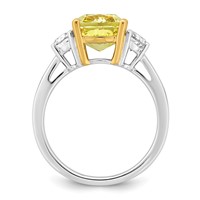 Emma Grace 14K Two-Tone 4.25 Carat Certified Lab Grown Diamond VS+ Cushion Vivid Yellow & VS+ F+ Half Moon Complete Ring view 2