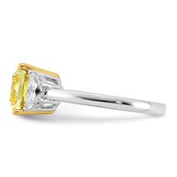 Emma Grace 14K Two-Tone 4.25 Carat Certified Lab Grown Diamond VS+ Cushion Vivid Yellow & VS+ F+ Half Moon Complete Ring view 3