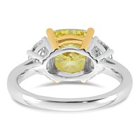 Emma Grace 14K Two-Tone 4.25 Carat Certified Lab Grown Diamond VS+ Cushion Vivid Yellow & VS+ F+ Half Moon Complete Ring view 5