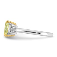 Emma Grace 14K Two-tone 1.88 Carat Lab Grown Diamond Long Cushion VS+ Certified Vivid Yellow & Trapezoid VS+ F+ Complete Ring view 3