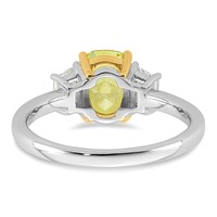 Emma Grace 14K Two-tone 1.88 Carat Lab Grown Diamond Long Cushion VS+ Certified Vivid Yellow & Trapezoid VS+ F+ Complete Ring view 5