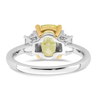 Emma Grace 14K Two-Tone 2.50 Carat Certified Lab Grown Diamond VS+ Long Cushion Vivid Yellow & VS+ F+ Trapezoid Complete Ring view 5