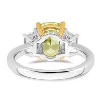 Emma Grace 14K Two-Tone 3.20 Carat Certified Lab Grown Diamond VS+ Long Cushion Vivid Yellow & VS+ F+ Trapezoid Complete Ring view 5