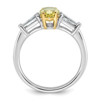 Emma Grace 14K Two-Tone 1.50 Carat Certified Lab Grown Diamond VS+ Oval Vivid Yellow & VS+ F+ Baguette Complete Ring view 2