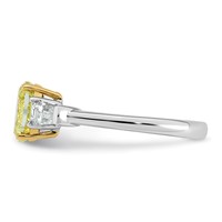 Emma Grace 14K Two-Tone 1.50 Carat Certified Lab Grown Diamond VS+ Oval Vivid Yellow & VS+ F+ Baguette Complete Ring view 3
