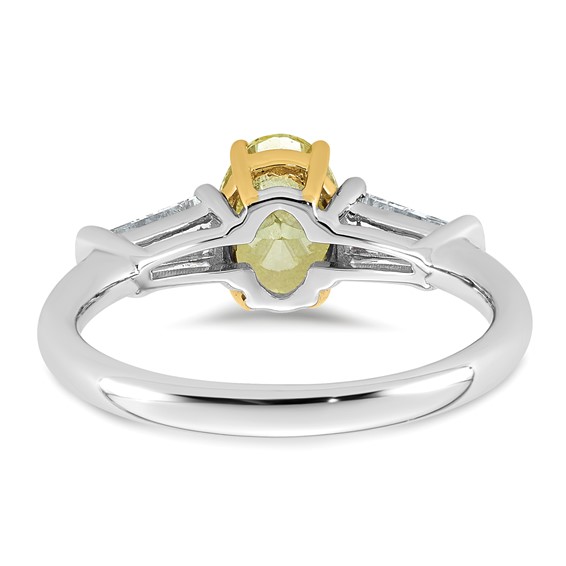 Emma Grace 14K Two-Tone 1 1/2 carat Certified Lab Grown Diamond VS+ Oval Vivid Yellow & VS+ F+ Baguette Complete Ring