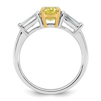 Emma Grace 14K Two-Tone 2.20 Carat Certified Lab Grown Diamond VS+ Oval Vivid Yellow & VS+ F+ Baguette Complete Ring view 2