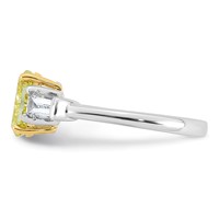 Emma Grace 14K Two-Tone 2.20 Carat Certified Lab Grown Diamond VS+ Oval Vivid Yellow & VS+ F+ Baguette Complete Ring view 3