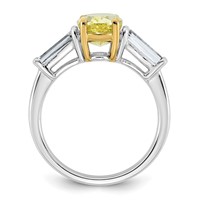 Emma Grace 14K Two-Tone 2.75 Carat Certified Lab Grown Diamond VS+ Oval Vivid Yellow & VS+ F+ Baguette Complete Ring view 2